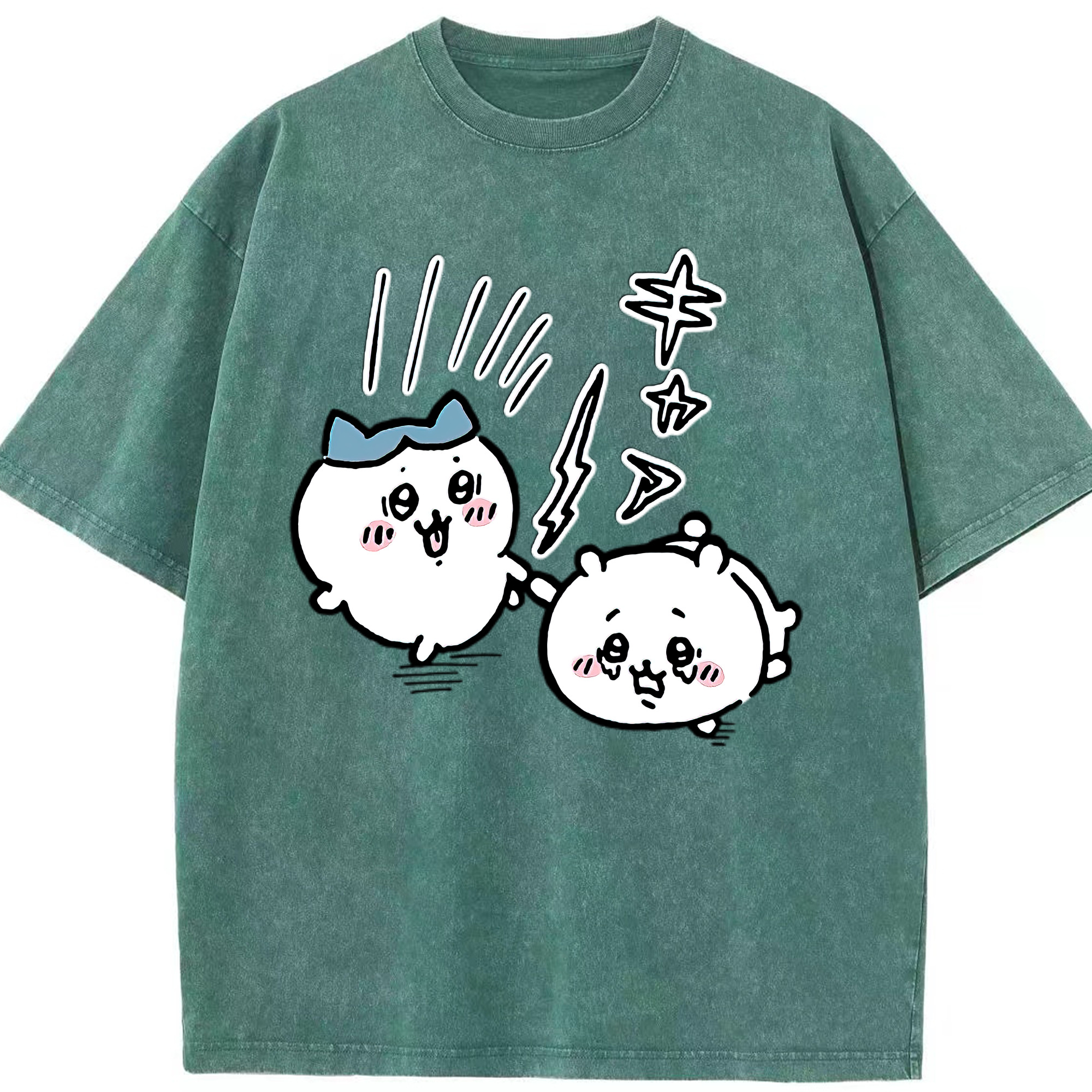 （画像用） ちいかわ ハチワレ Chii-kawa hachiware 綿100% ヴィンテージ風 半袖Tシャツ（フロントプリント）